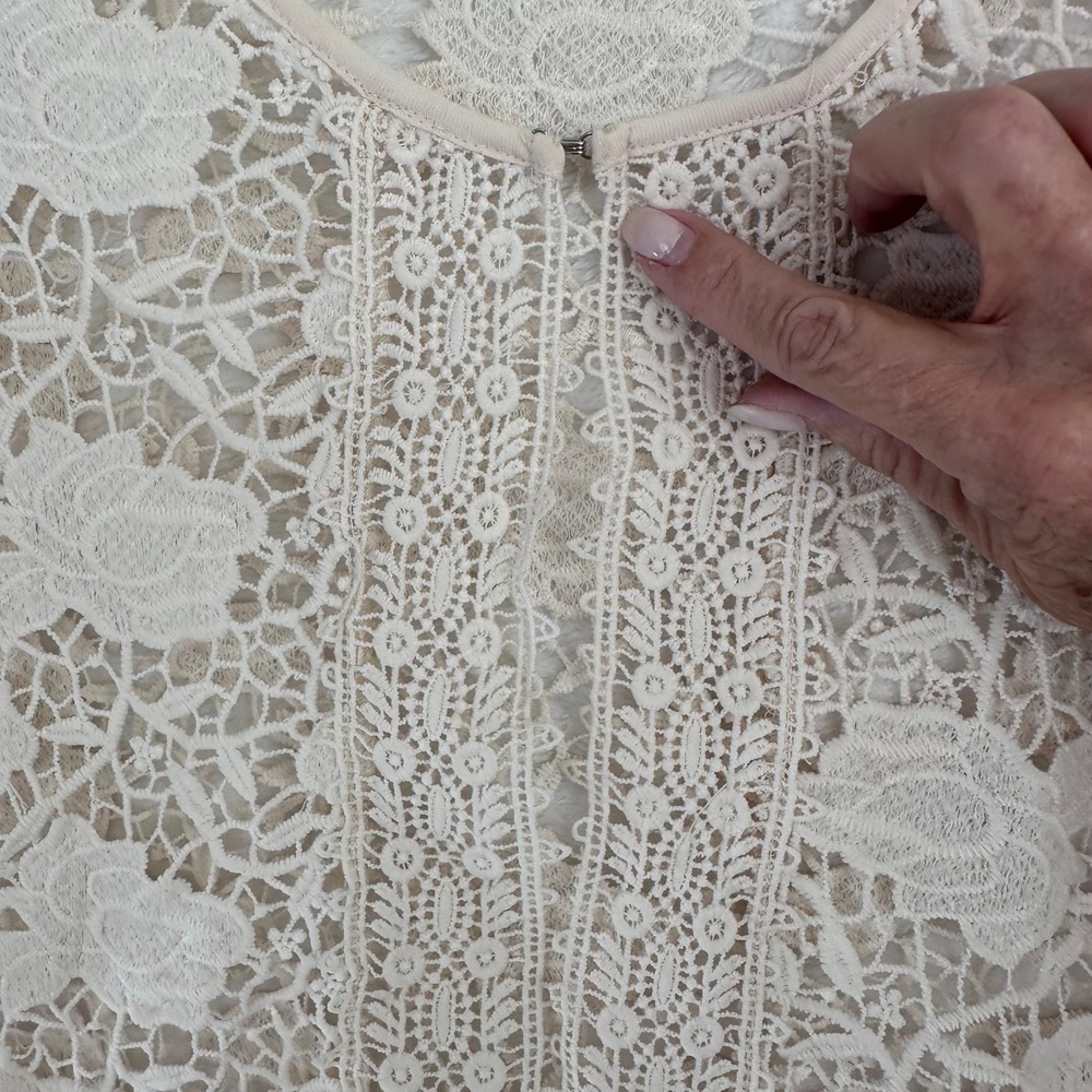 Nymphaea Alba Lace Cardigan Cream Floral Open Front 3/4 Sleeve Size M‎ / 42 - Picture 9 of 13